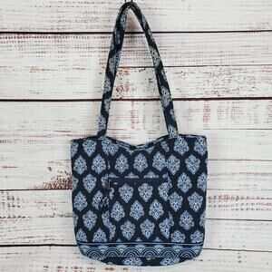 Vera Bradley Y2K Retired Calipso Tote Blue White Paisley Boho Retro Shoulder Bag
